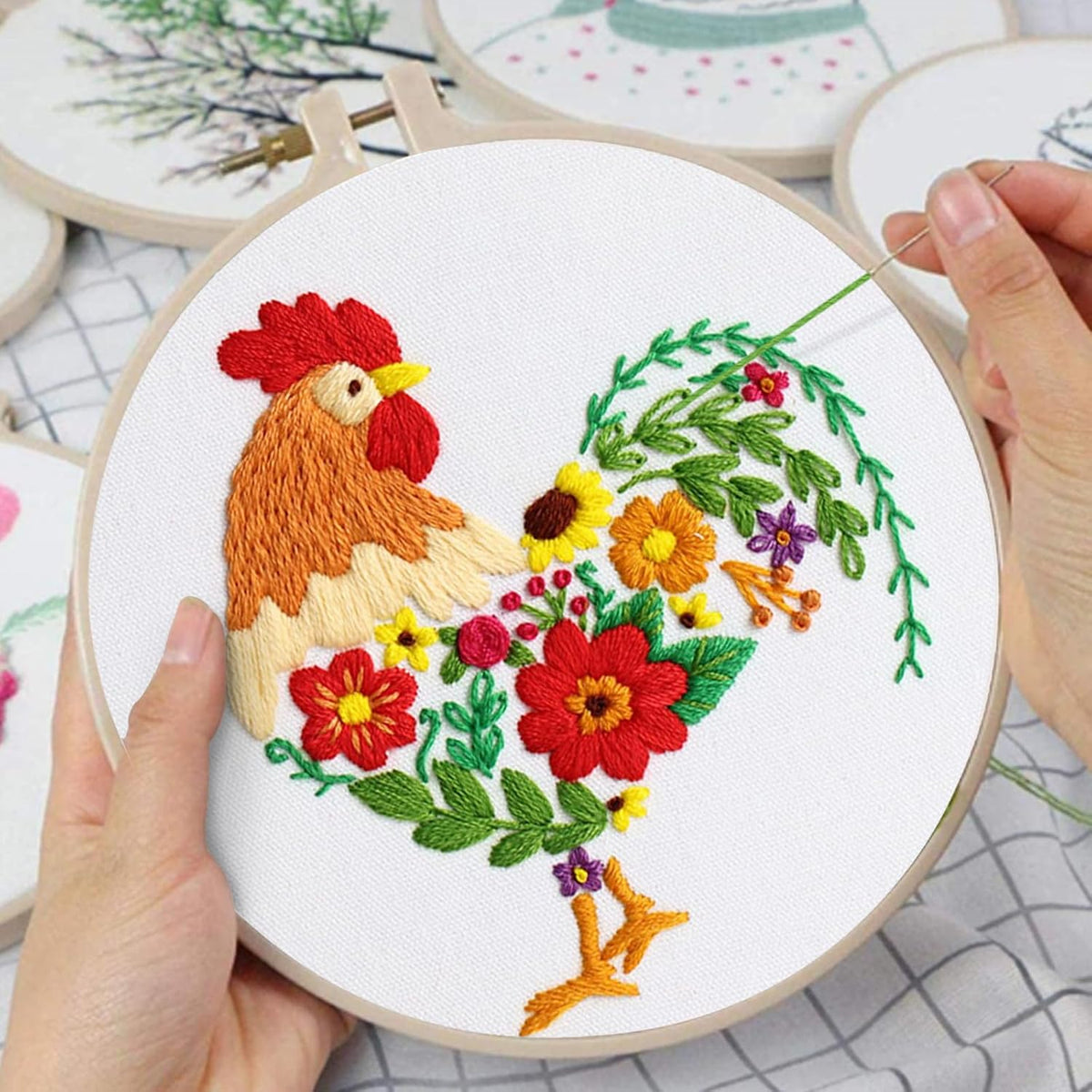 Louise Maelys Embroidery Kit for Beginners with Funny Rooster and