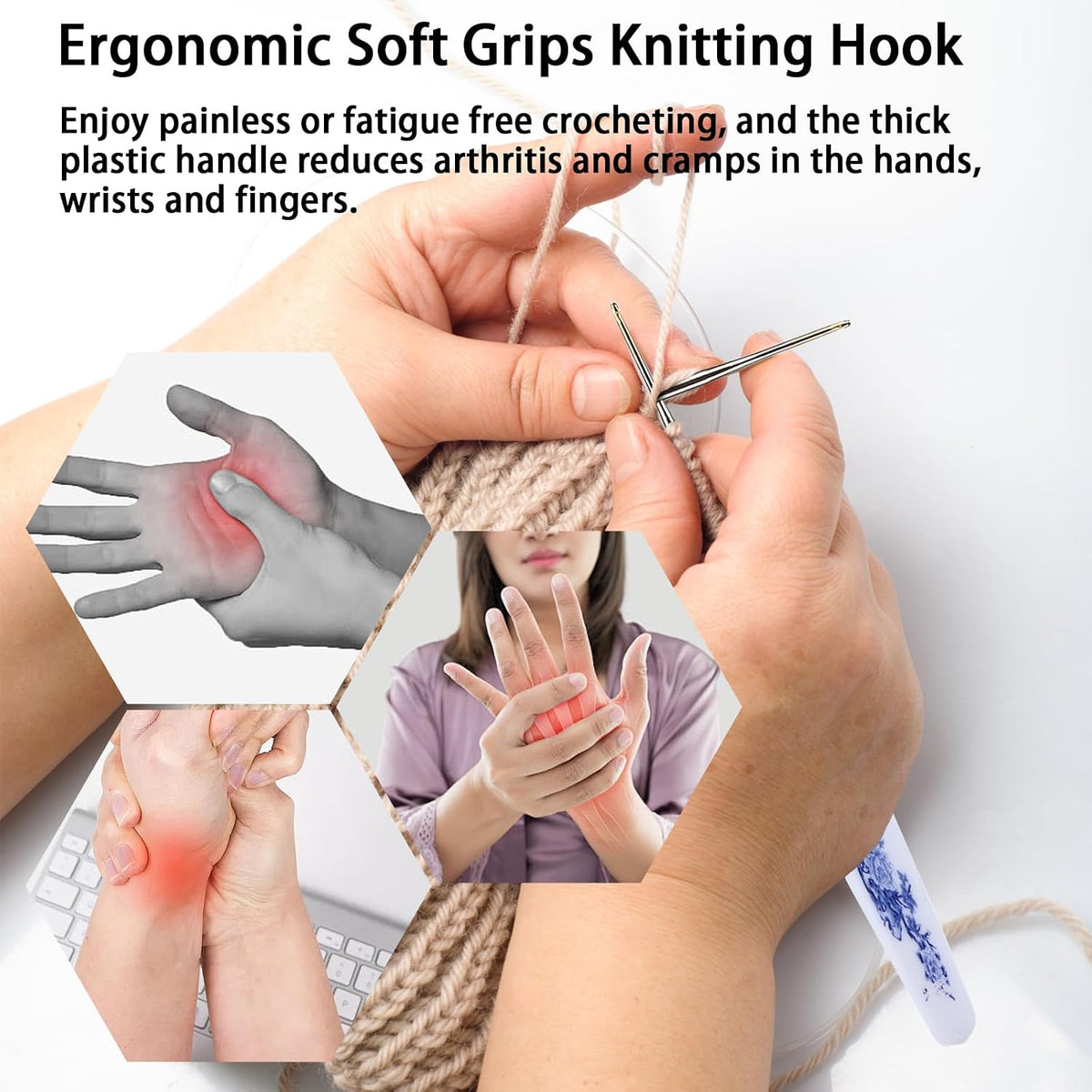 Soft Grip Crochet Hook Set,Crochet Hooks Needles for Arthritic Hands