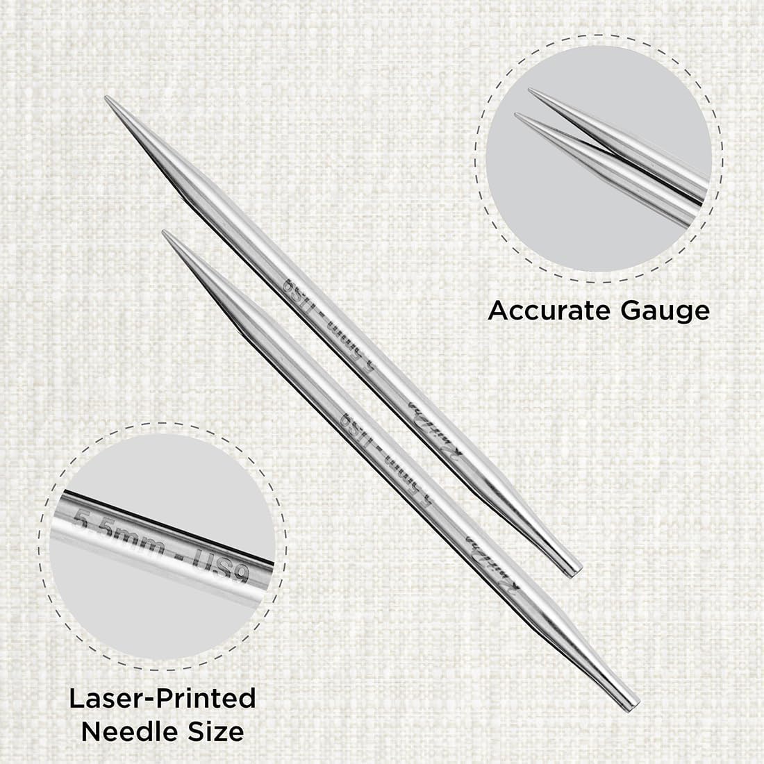 KnitPro Stelo Lace Interchangeable Tips 5" (13cm) | US Size 9 (5.5mm)