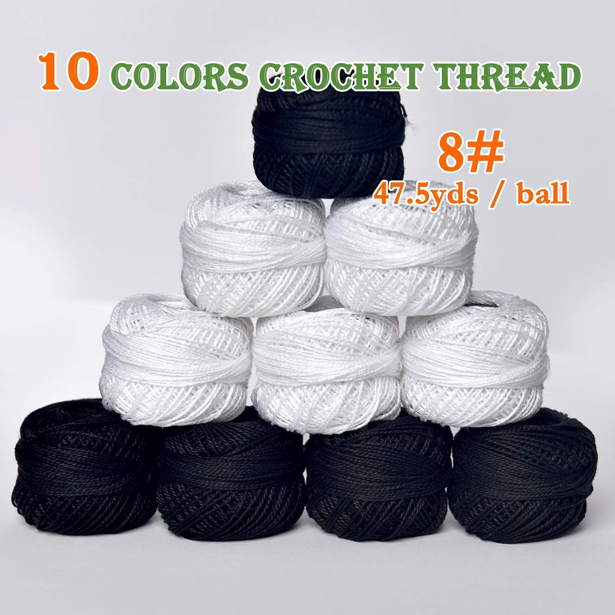 Colored BIRDCrochet Thread, Size 8 Crochet Yarn,2 Ply Cotton Yarn, 10