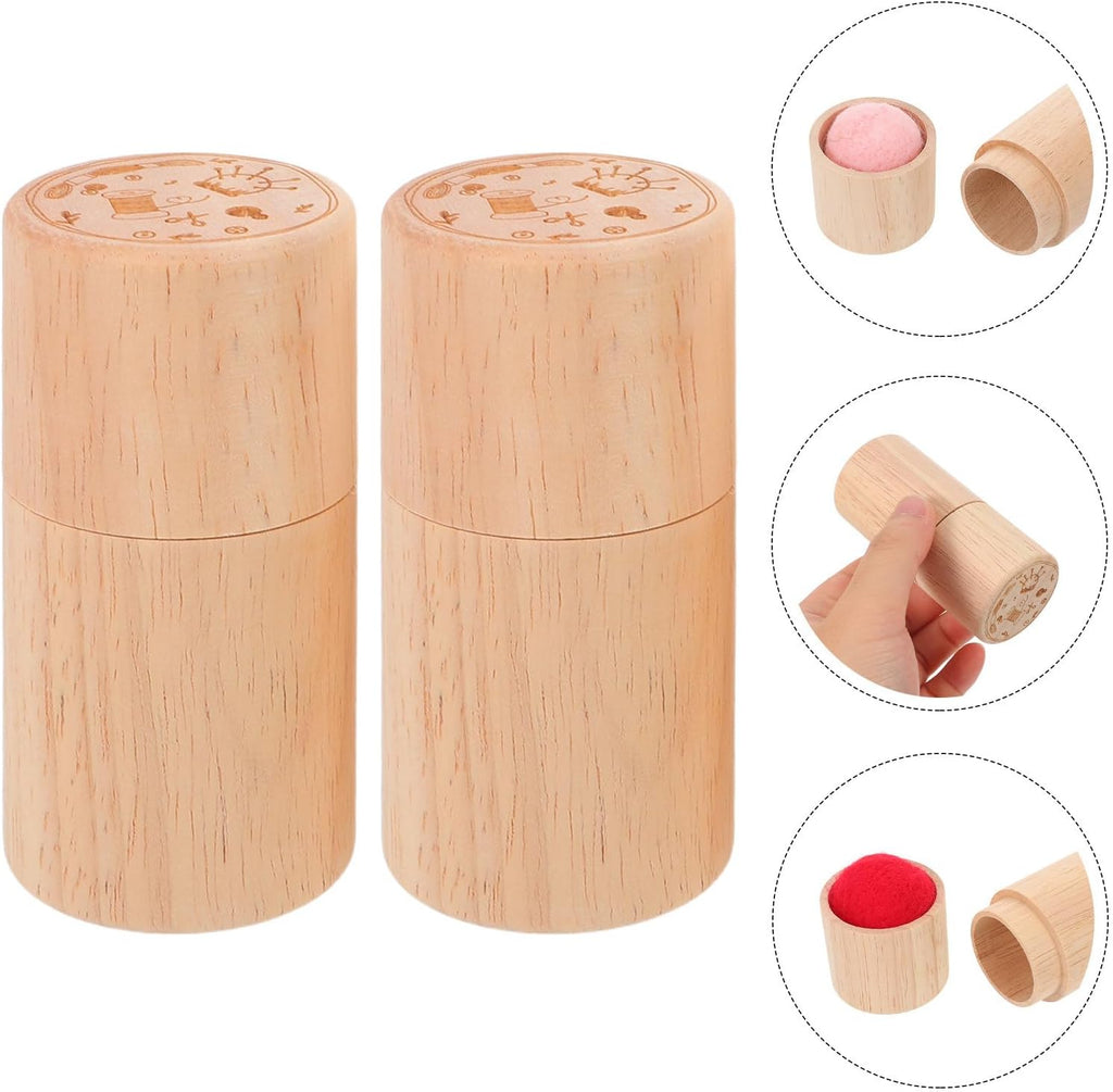 2pcs Portable Wooden Needle Case Holder for Embroidery Sewing