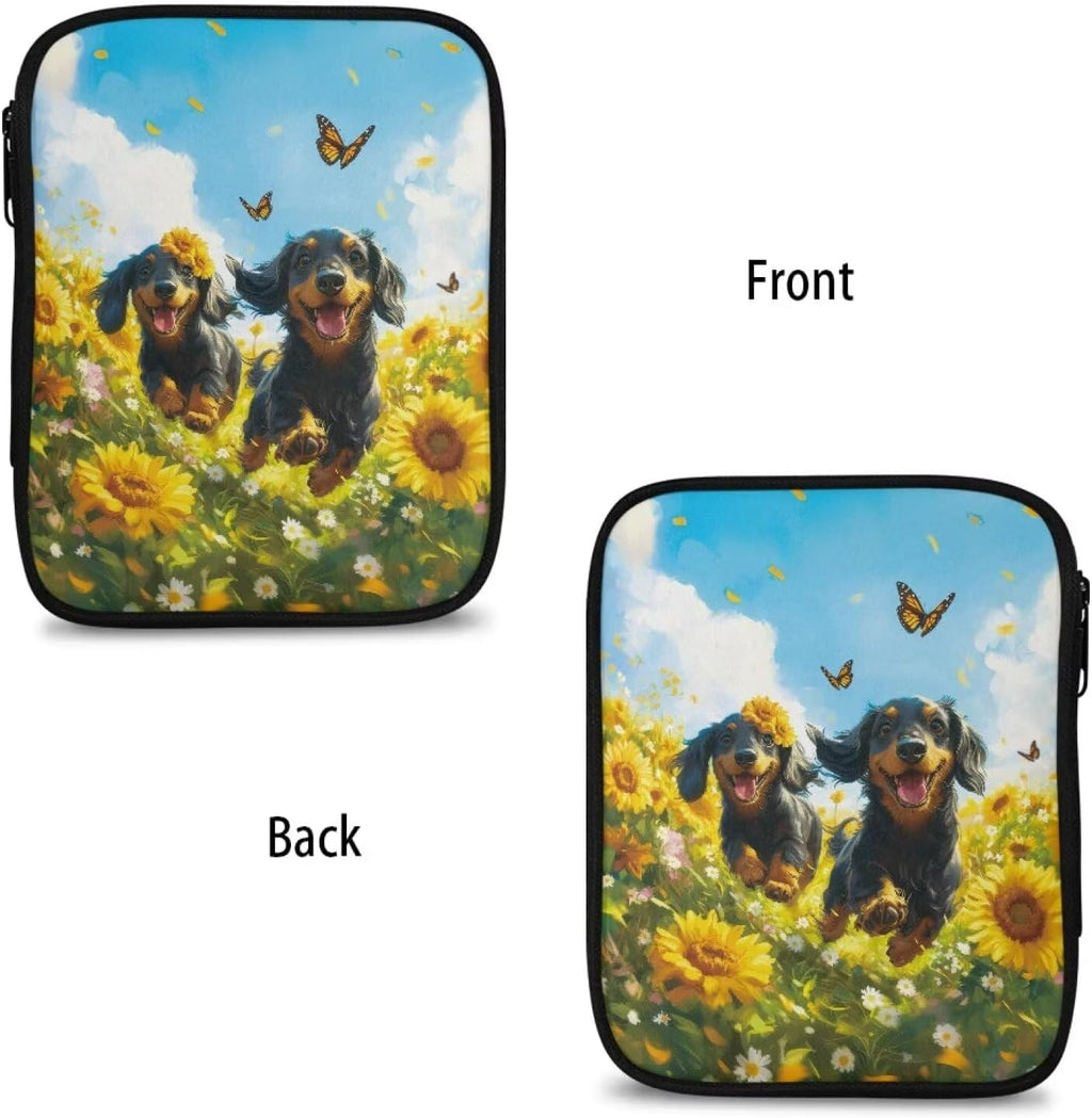 Hechitok Dog Sunflower Empty Crochet Hook Case Portable Travel Crochet
