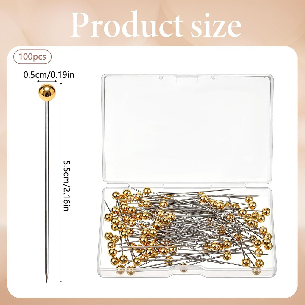 100 PCS Gold Pins Bouquet Pins Straight-Pins Sewing Gold Pin for