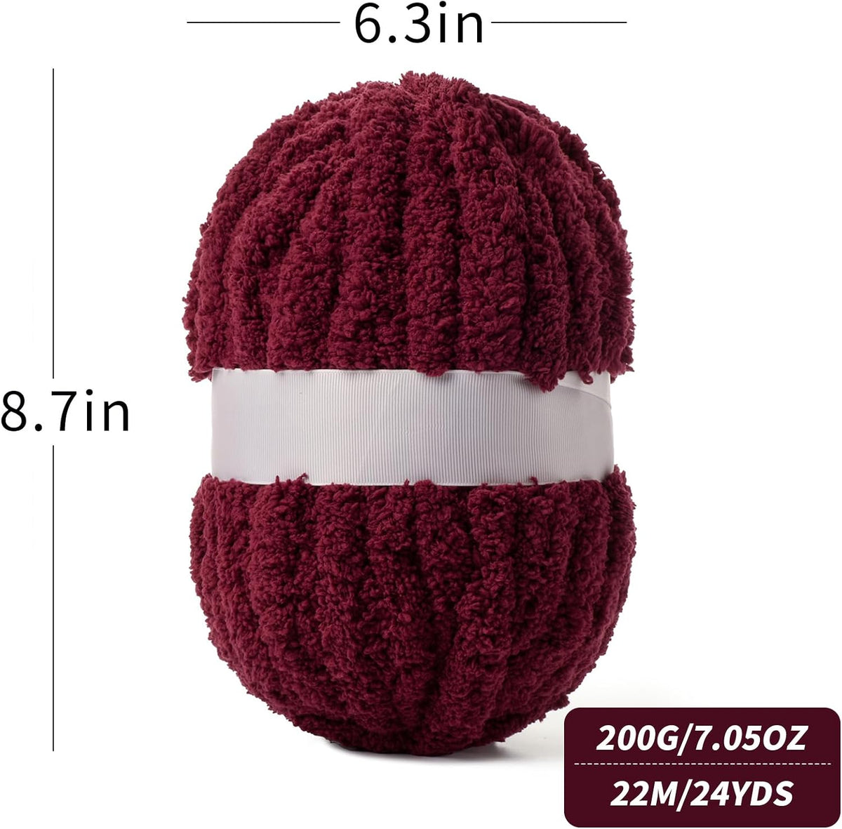 10 Pack Burgundy Fuzzy Chunky Yarn for Hand Knitting, Bulky Thick