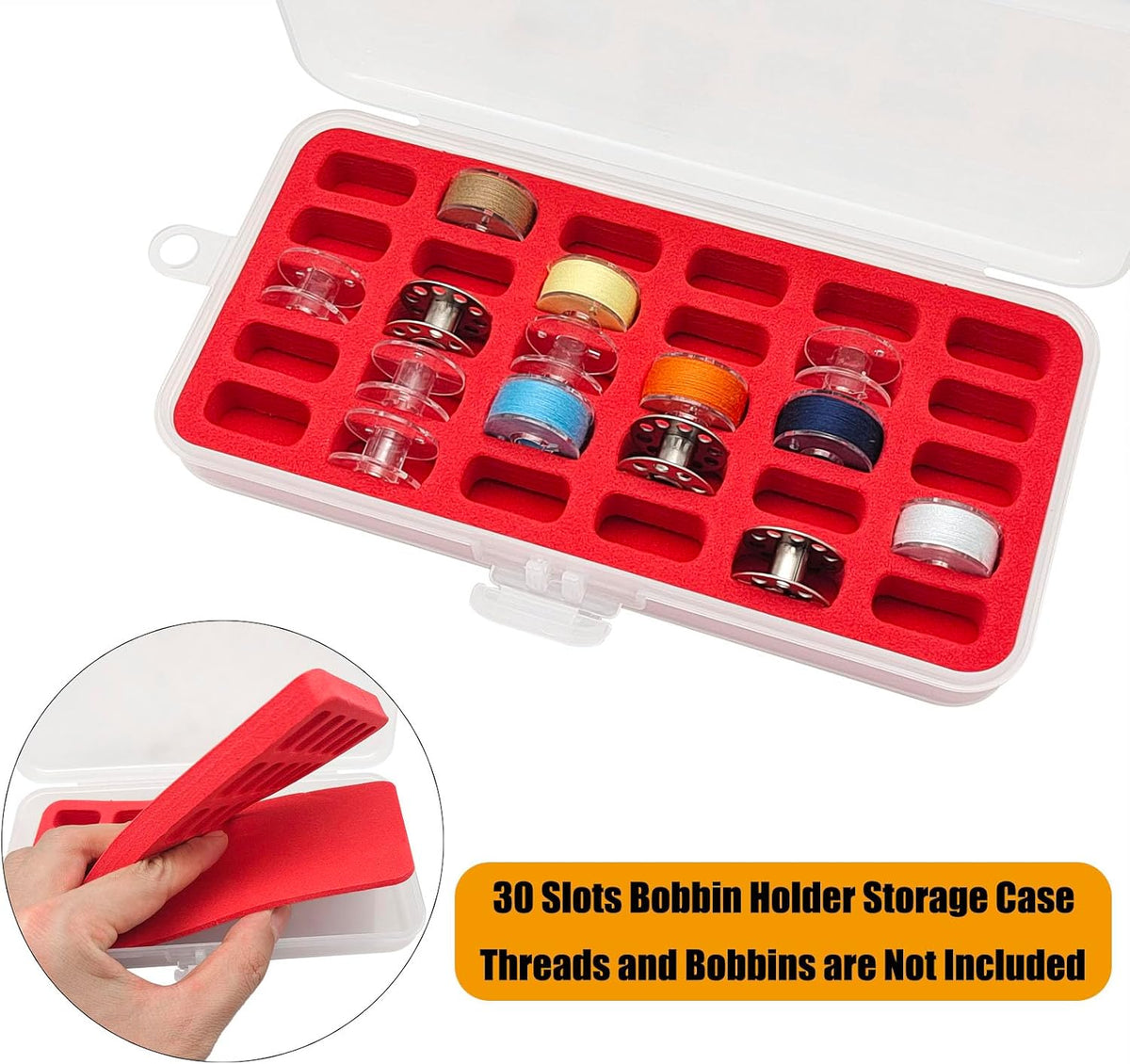 Pack of 2 Plastic Bobbin Storage Case Bobbin Boxes Thread Organizer