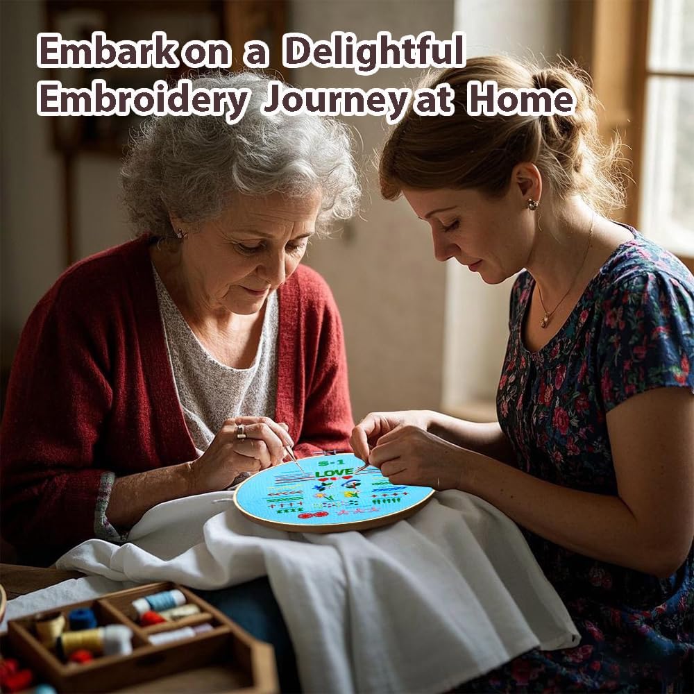 Sutesloly Embroidery Kit for Beginners Adults, 3 Sets Learn to Floral