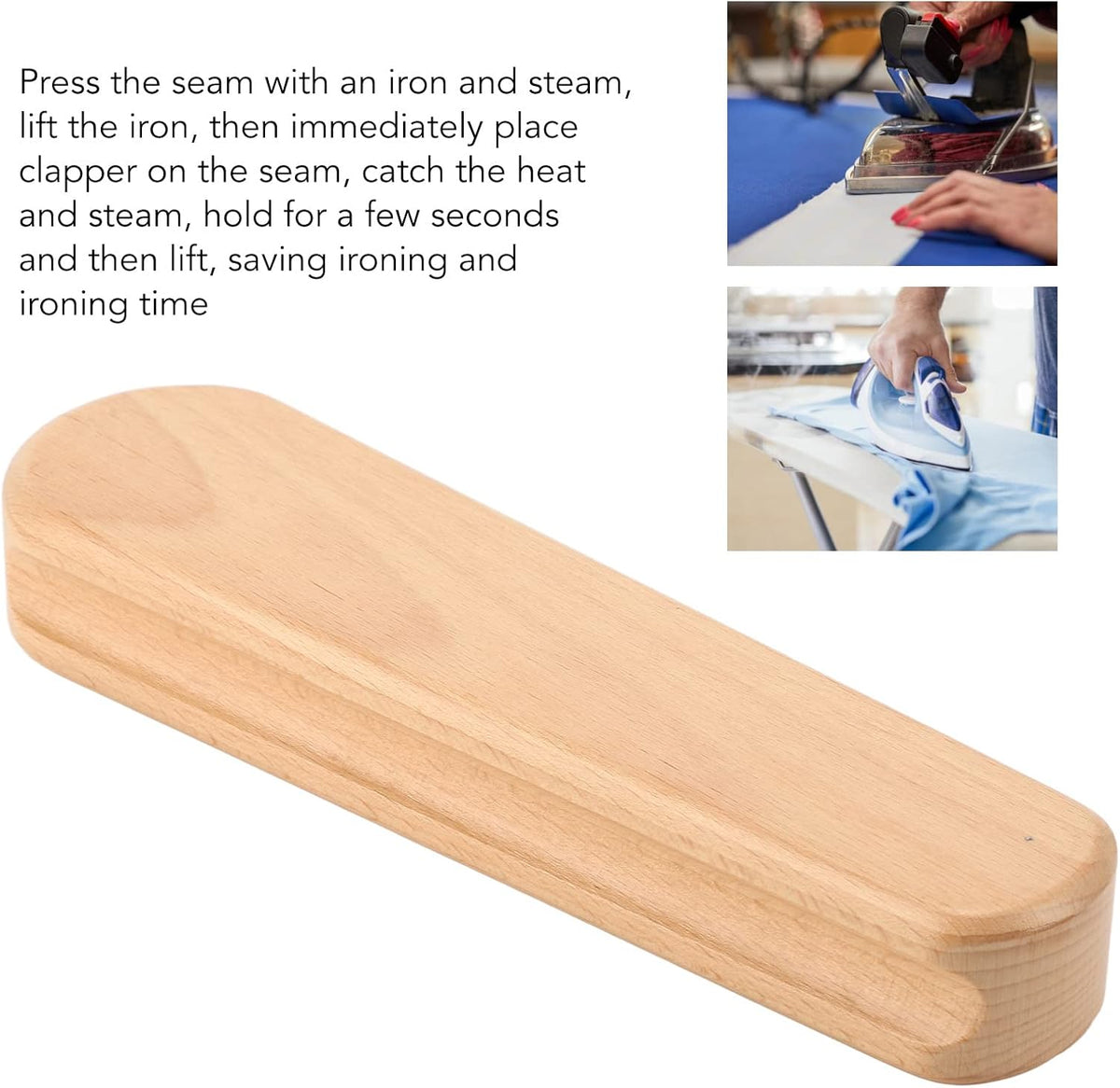 Wooden Quilters Clapper, Professional Beech Pressing Seam Tool for