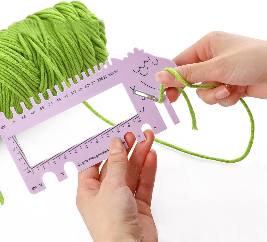 2pcs Sheep Head Needle Gauge Knitting Measure Ruler Plastic Tool