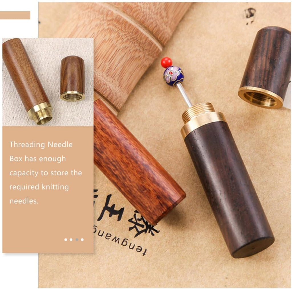 Wooden Sewing Needle Case 4 Pack Portable Pocket Box for Crafters