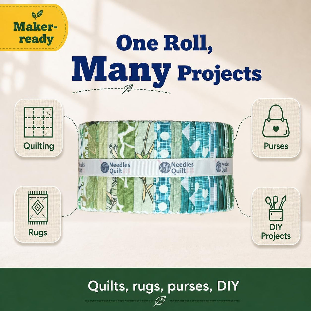 Jelly Roll Fabric for Quilting, 40 Precut 2.5" x 44" 100% Cotton