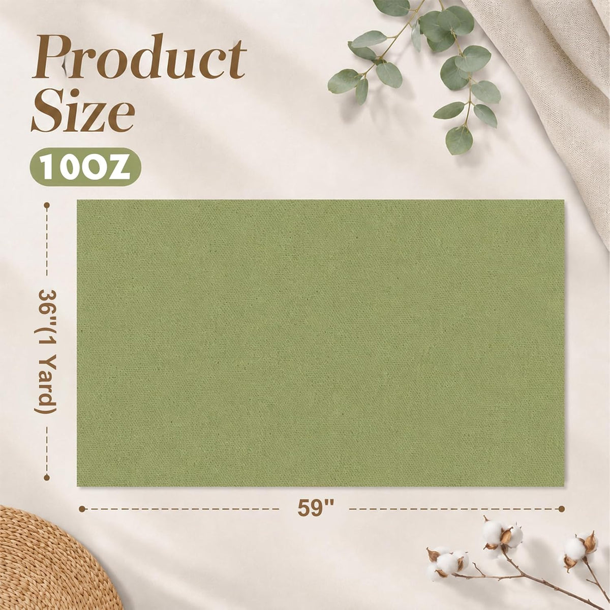 59" X 36"(1 Yard) Duck Cotton Canvas Fabric (Sage Green, 10oz)