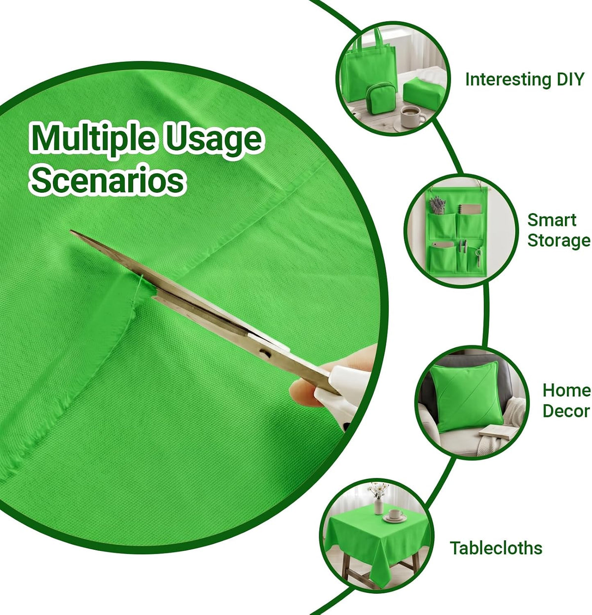 Green Poly Cotton Canvas Fabric, 1 Yard, 59 Inch Wide