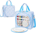 Locmeo Blue Floral Needlepoint Project Bag Embroidered Sewing