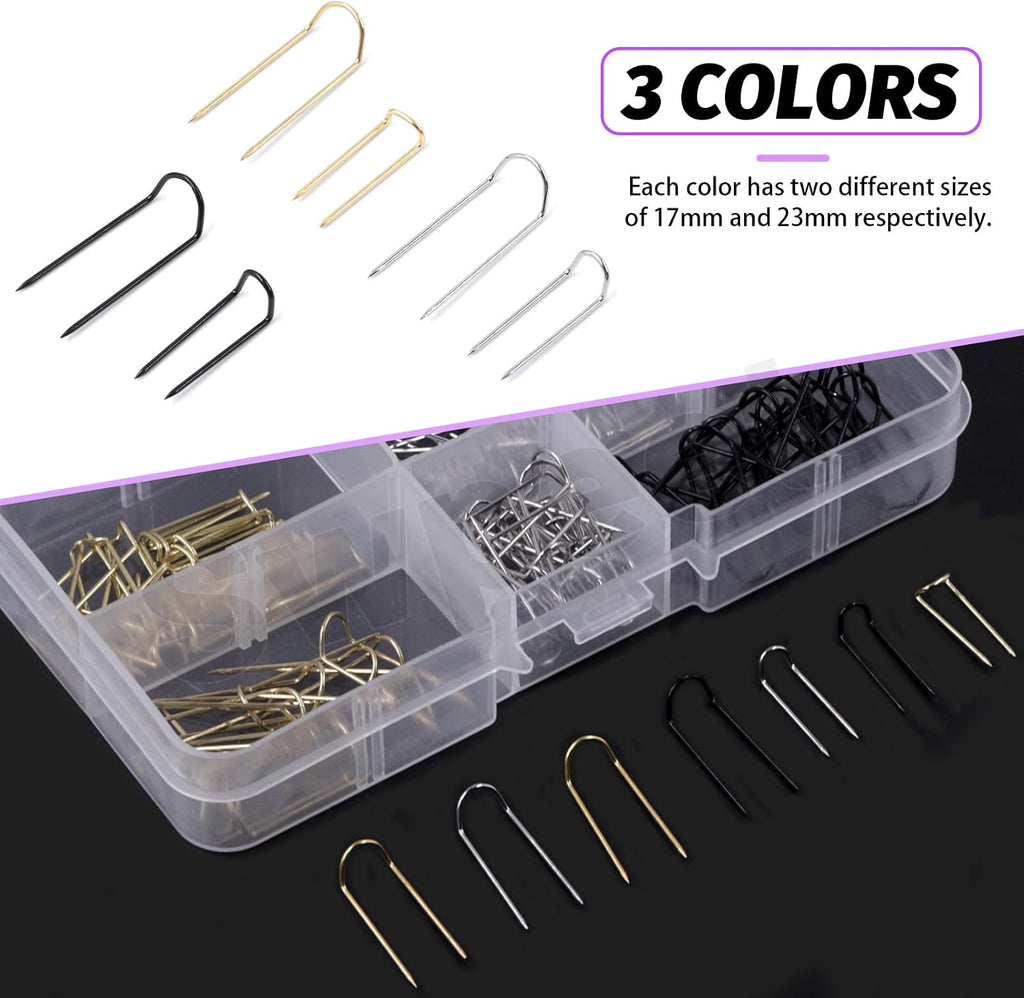 Swpeet 150Pcs 3 Colors 23mm/ 0.9 Inch Stainless Steel Sewing U-Pins