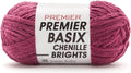 Premier Basix Chenille Brights Yarn, Plush Bulky Chenille Yarn for
