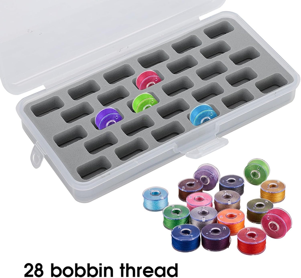Bobbin Case, 28 Slots Empty Bobbins Spools Box Thread Organizer