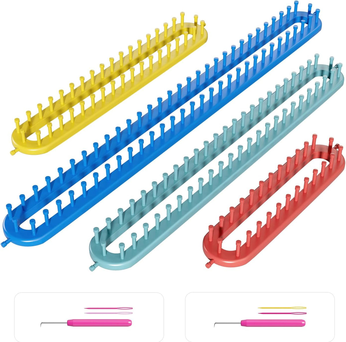 cureder Knitting Loom Long Knitting Loom Kit- Set of 4 Plastic Looms