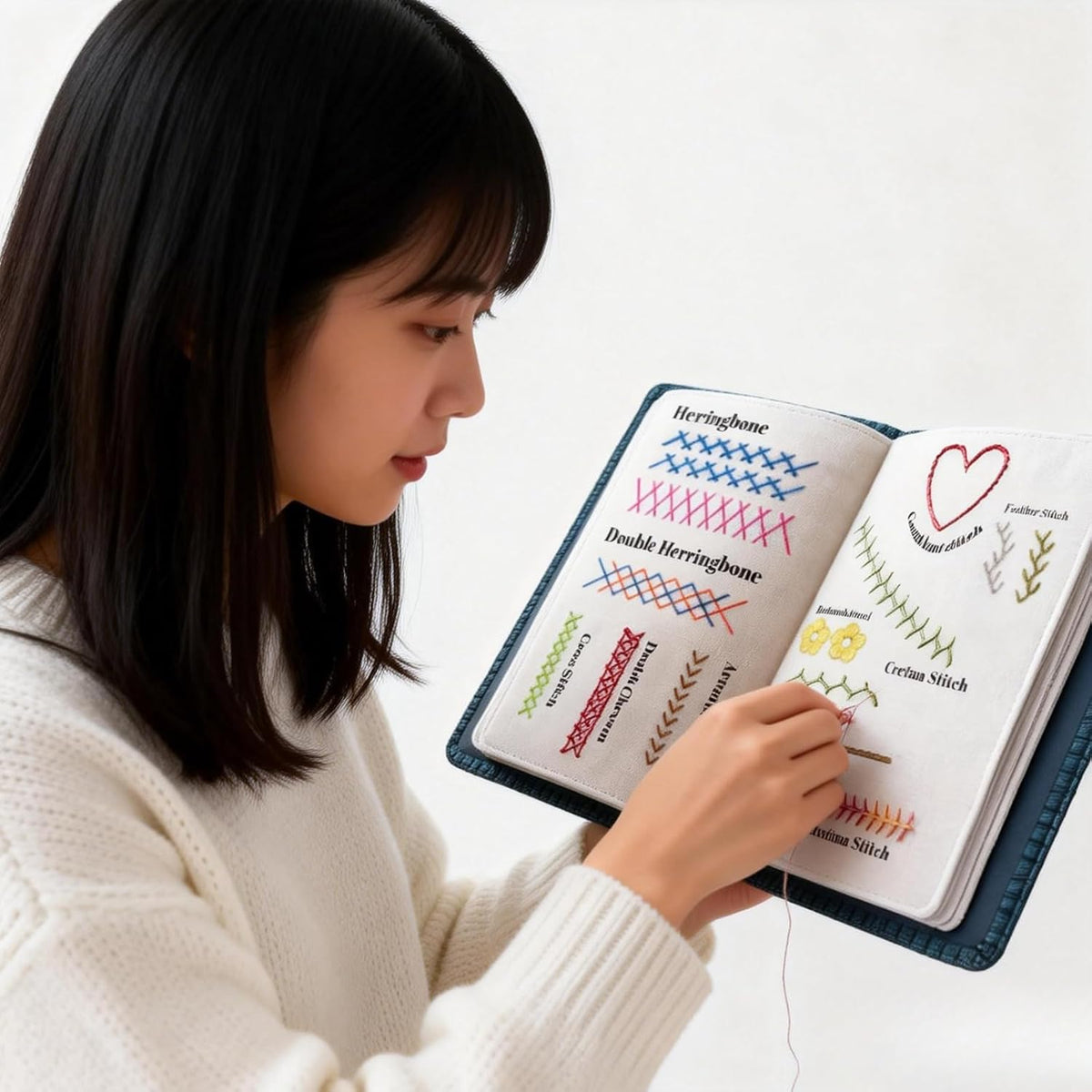 Embroidery Kit Stitch Practice Book Beginner Stitch Book - Portable
