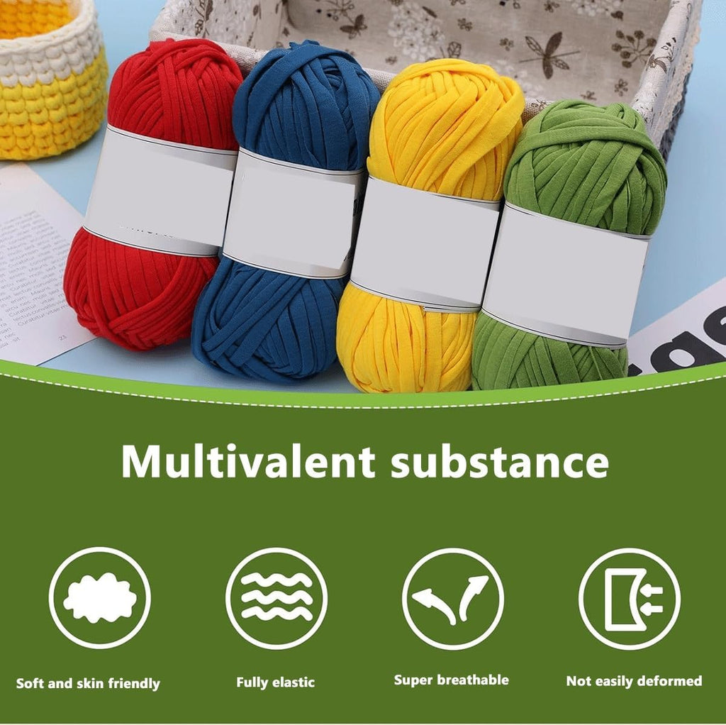 JACOJE 1/2/4 Pack T-Shirt Yarn, Each Package 100g Elastic Fabric Cloth