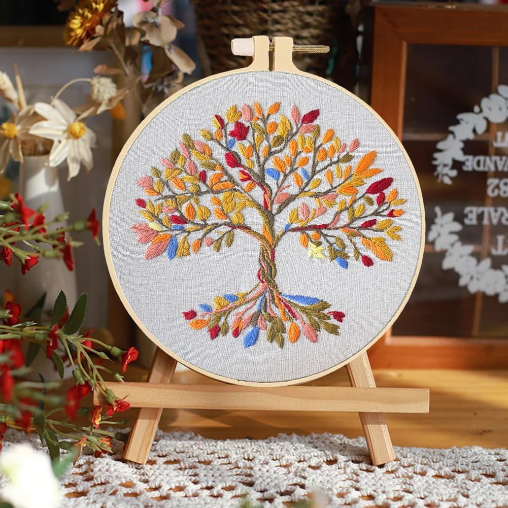 Huacan Embroidery Kit for Beginners Colorful Tree of Life Embroidery