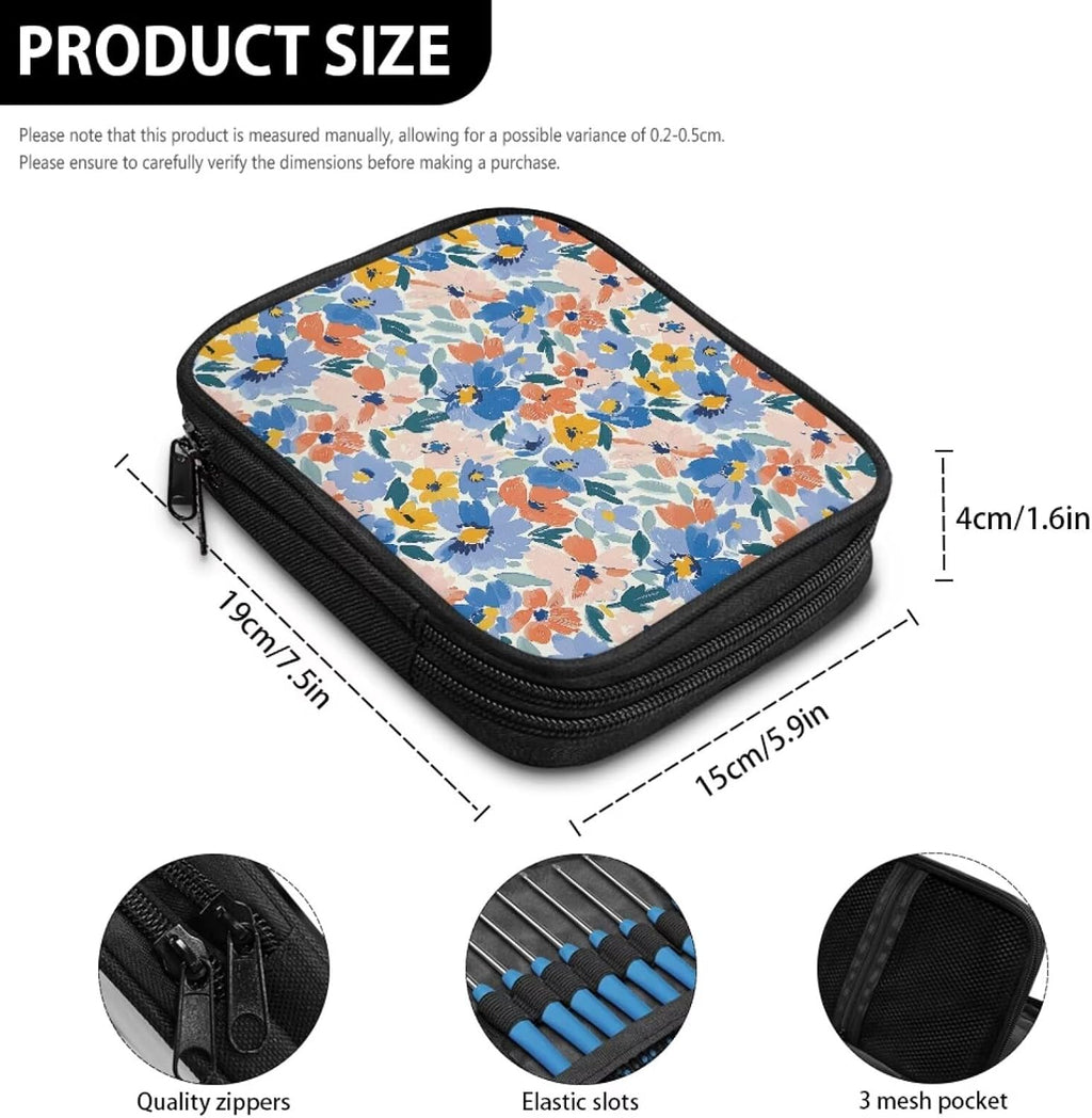 Havibep Colorful Floral Crochet Hook Case Knitting Needle Storage