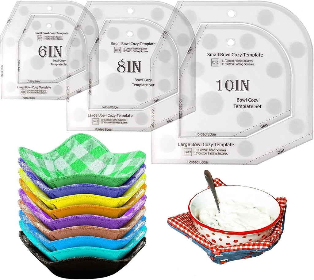 Bowl Cozy Template Cutting Ruler Set, 3Pcs Acrylic Transparent