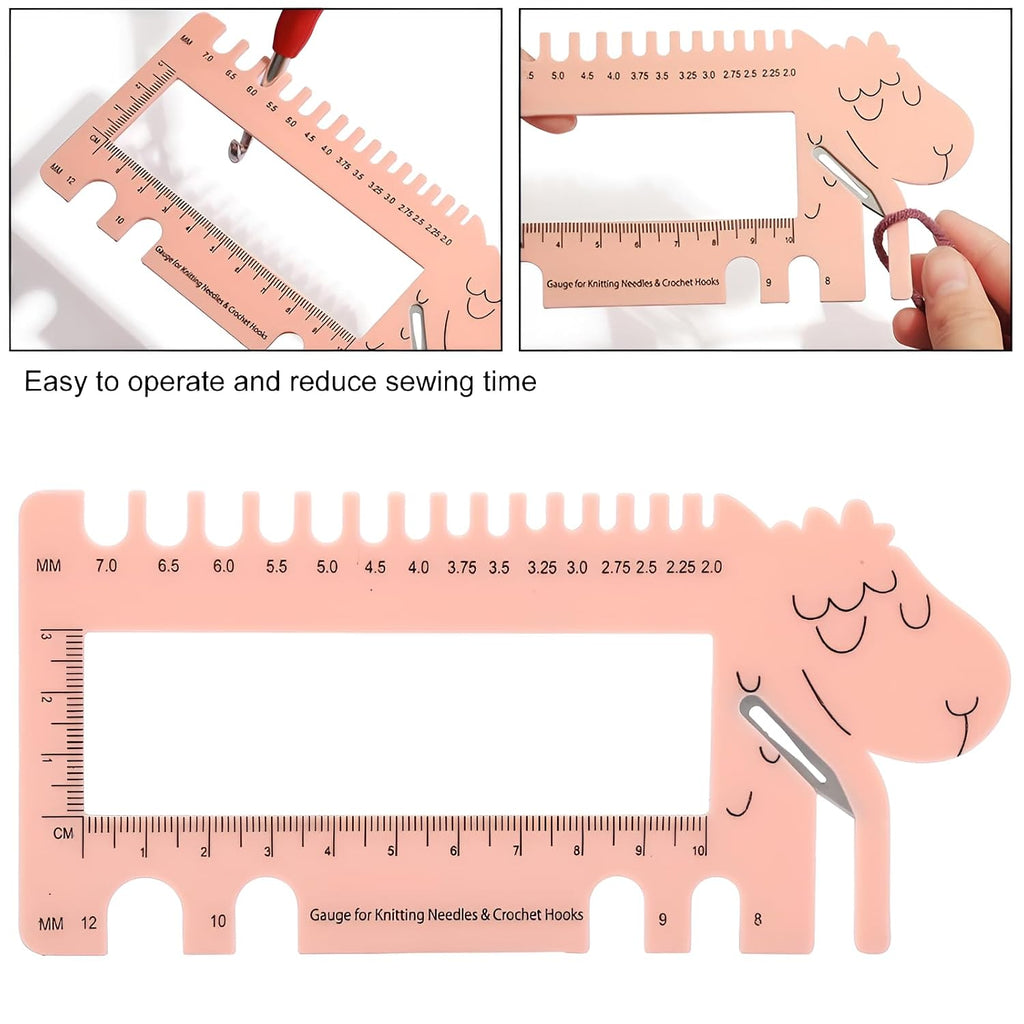 Knitting Needle Gauge and Crochet Hook Sizer Ruler