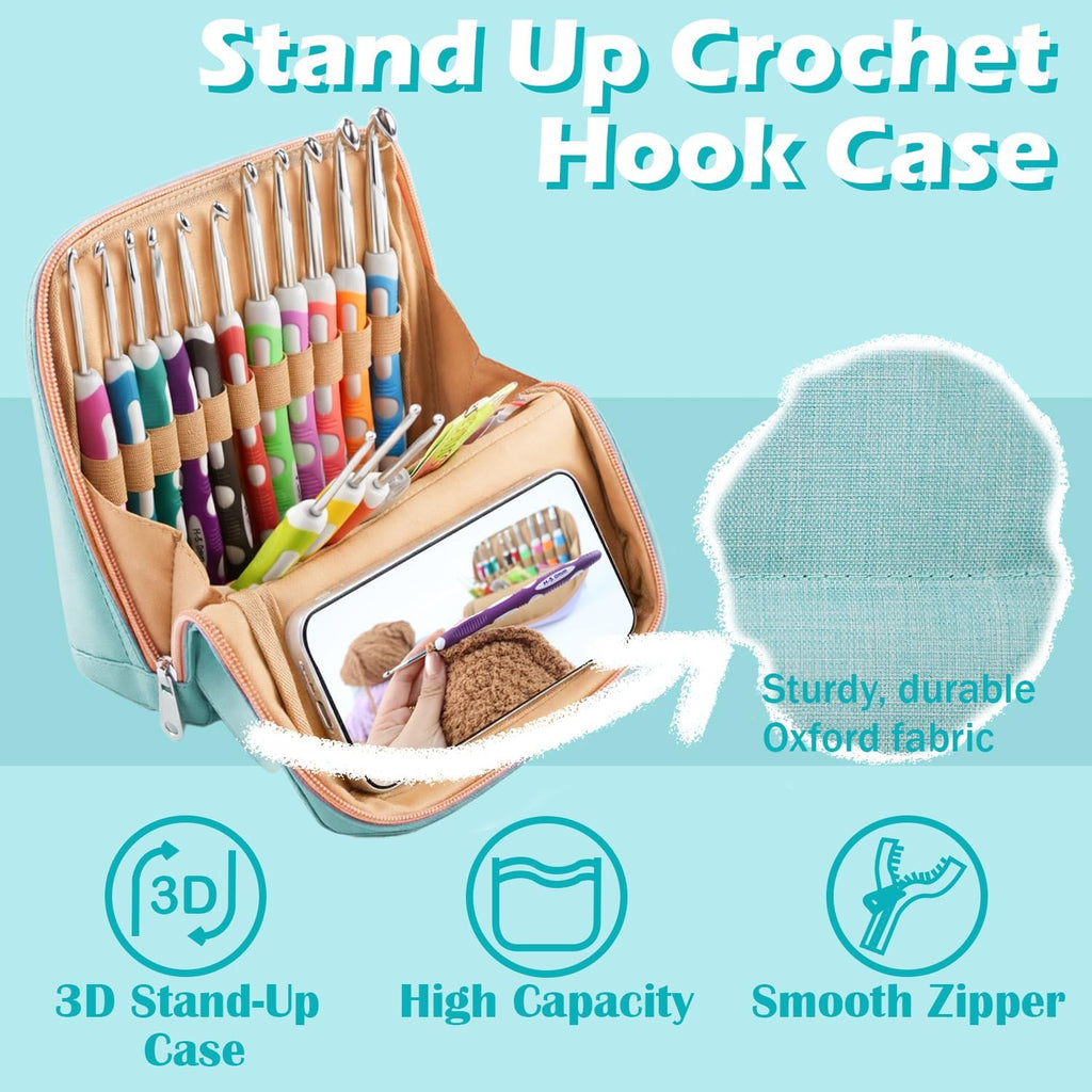 Novelchet Ergonomic Crochet Hooks Set with Case 2.0-10.0mm(B-N) Aqua