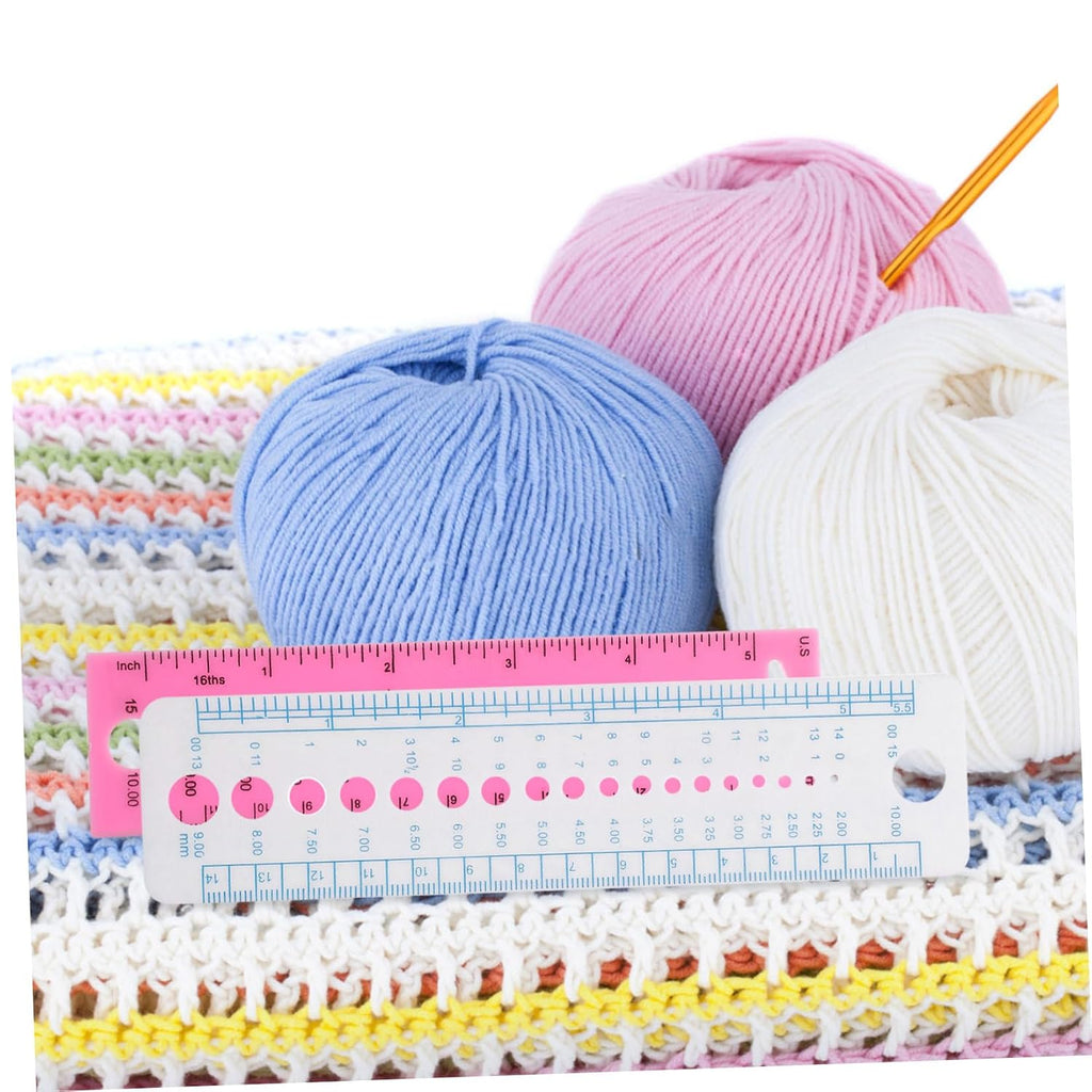 KALLORY 4pcs Knitting Needle Gauge Tool Sewing Needle Ruler Measuring