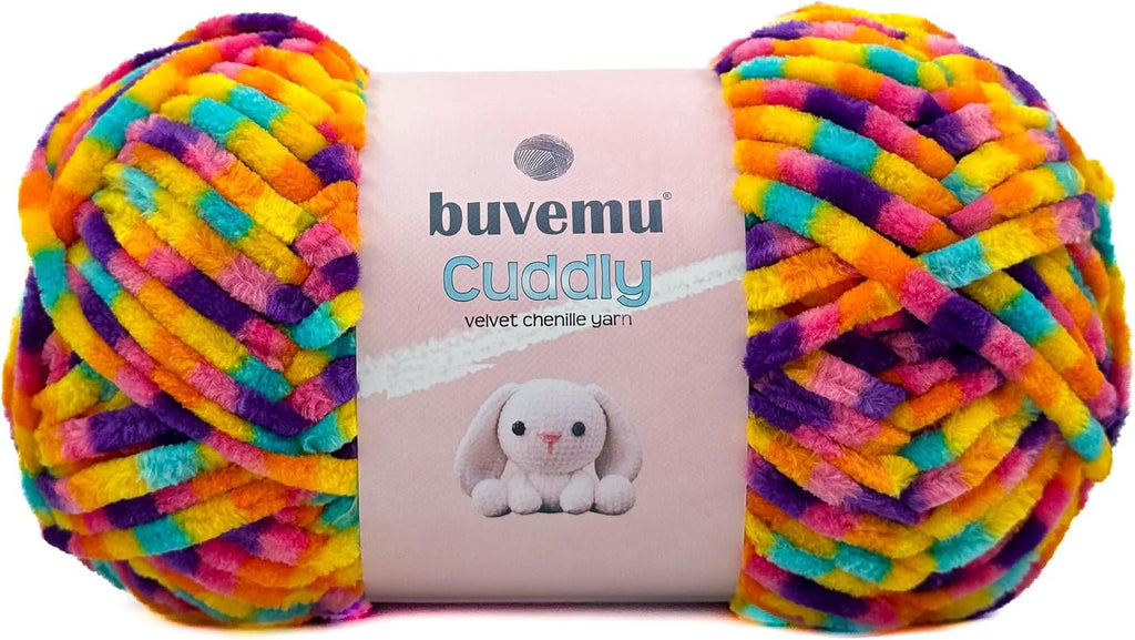 Cuddly Velvet Chenille Yarn, Super Soft Bulky, Rainbow