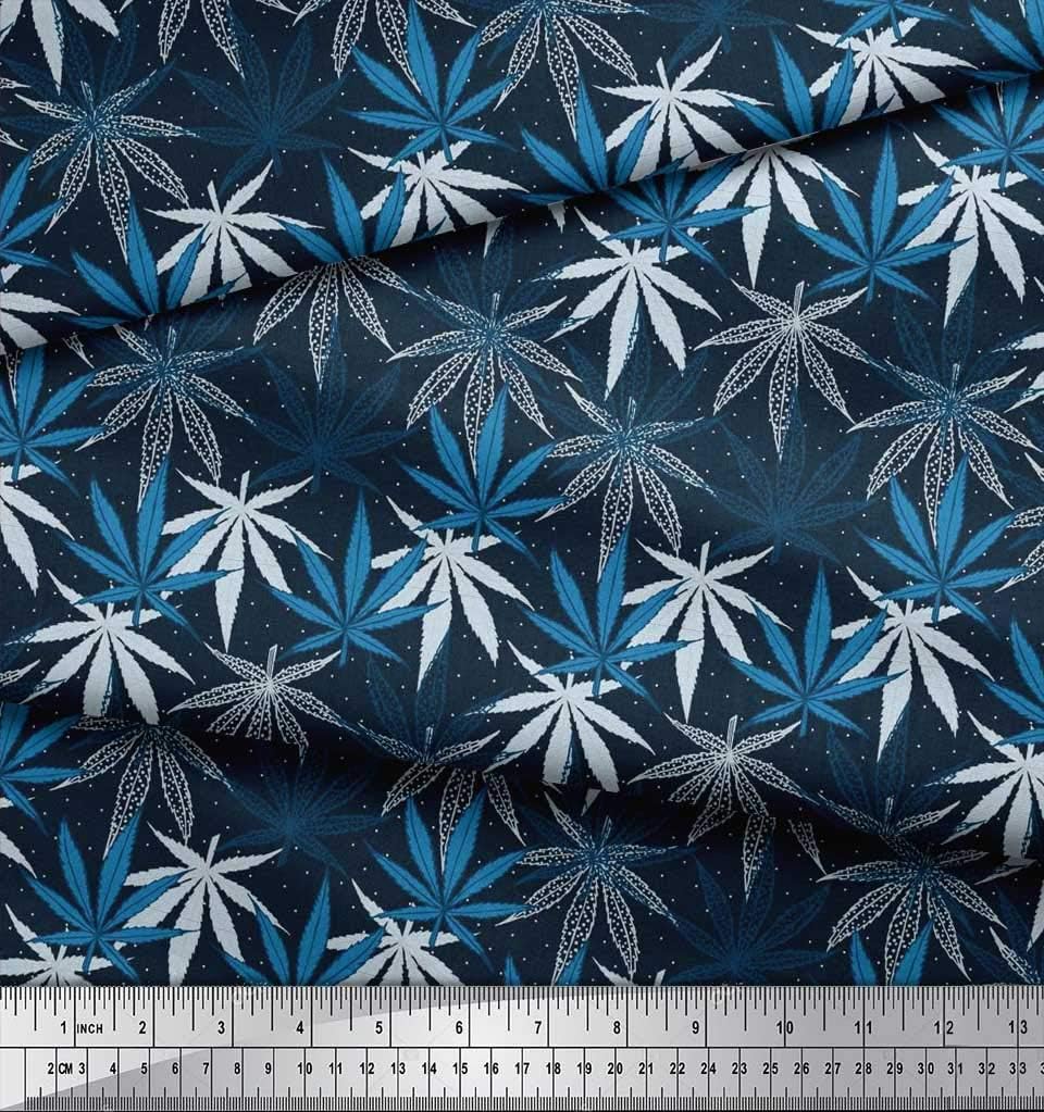 Soimoi Cotton Canvas Blue Fabric - by The Yard - 56 Inch Wide - Dot &