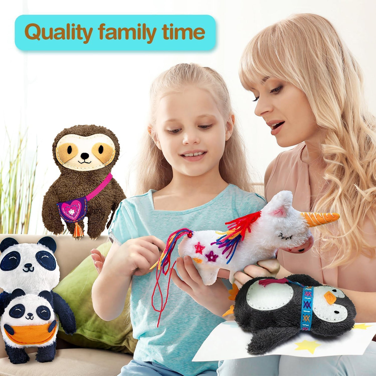 Avenir My First Sewing Kit for Kids 6-8, Sloth Stuffed Animal Craft