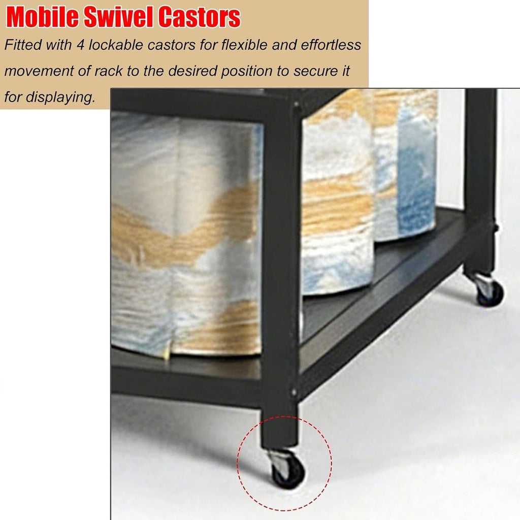 SOBS Mobile Rug Roll Storage Cart, Heavy‐Duty Metal 3‐Tier Display