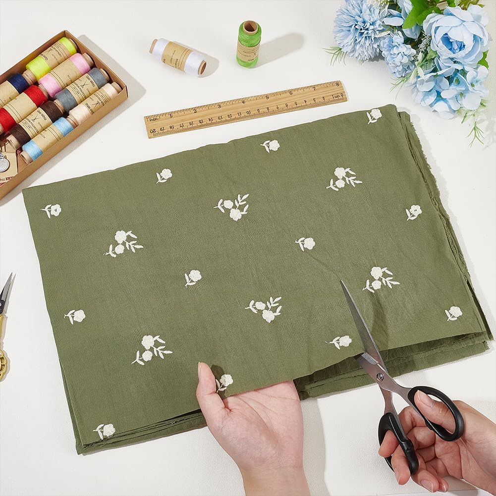 FINGERINSPIRE 1.1 Yard Green Floral Cotton Fabric - 59" Wide, Green