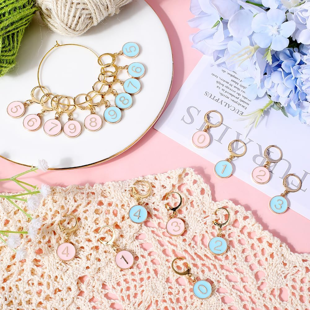 SUNNYCLUE 1 Box 20Pcs Number Stitch Markers Bulk Crochet Marker 1~9