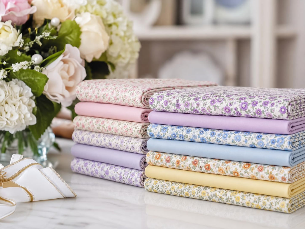 Threadart Sevenberry Pink Rosebud Cotton Quilting Fabric - By the Yard