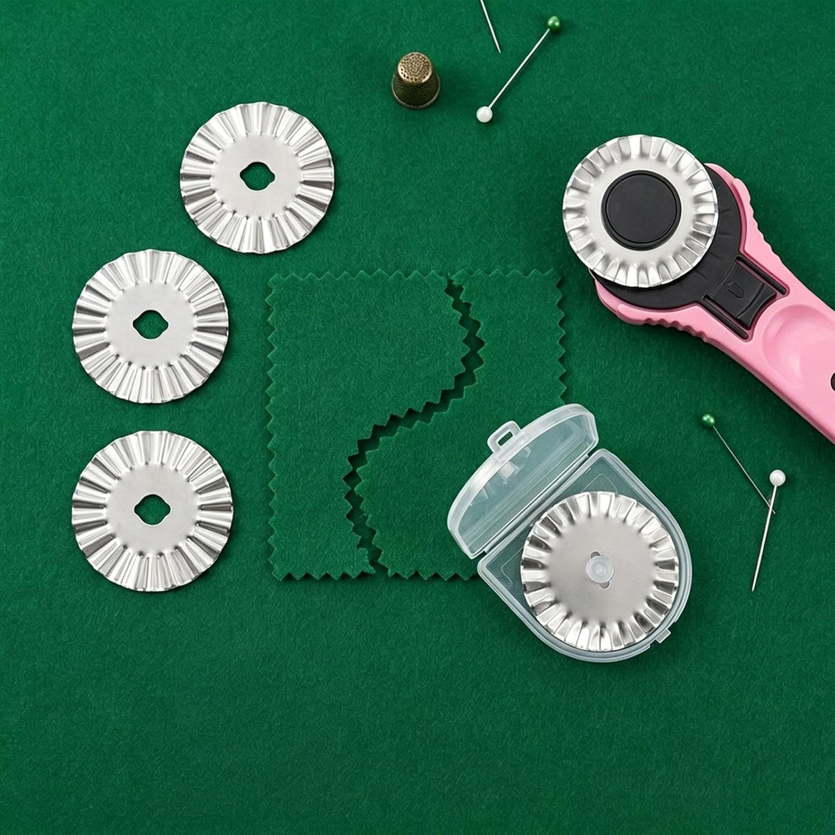 XIHIRCD 5pcs Rotary Cutter Blades, Wave Rotary Cutter for Fabric