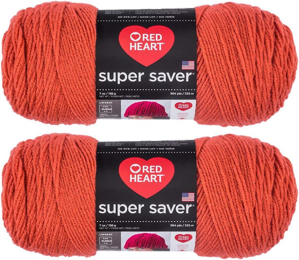 Bulk Buy: Red Heart Super Saver (2-Pack) (Coral, 7 oz Each Skein)