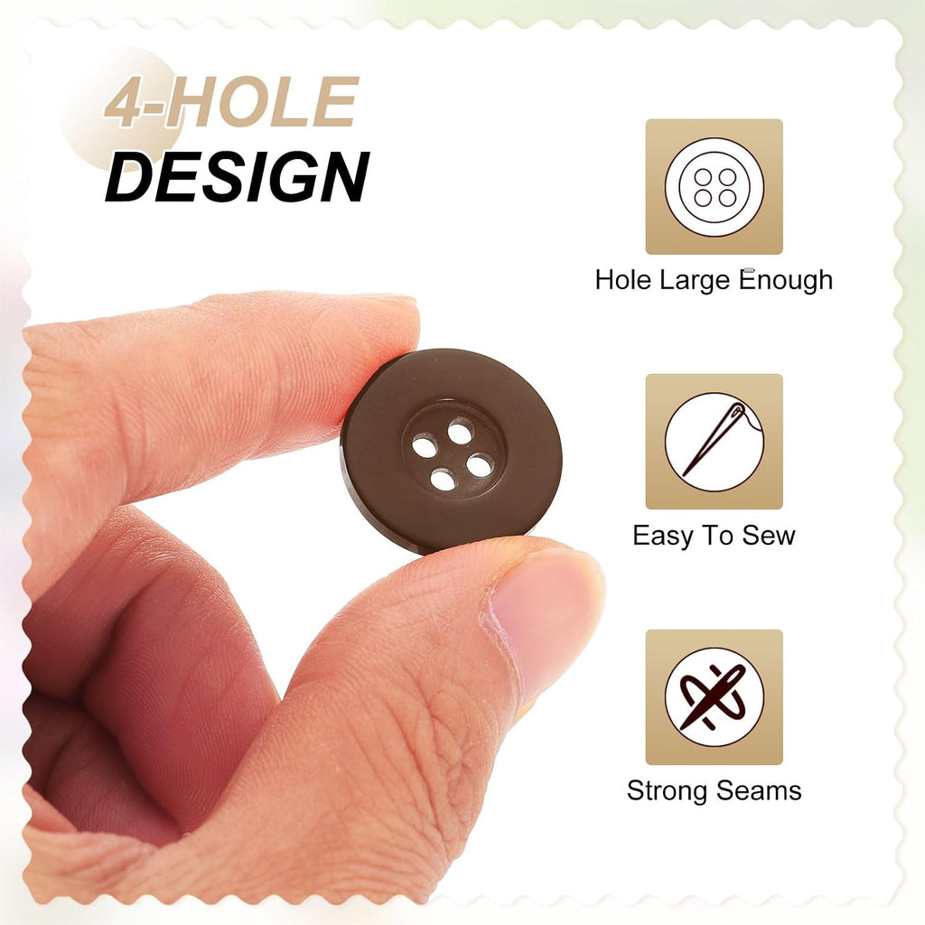 HARFINGTON 60pcs 32L Sewing Buttons 4/5"(20mm) Resin Round Flat 4-Hole
