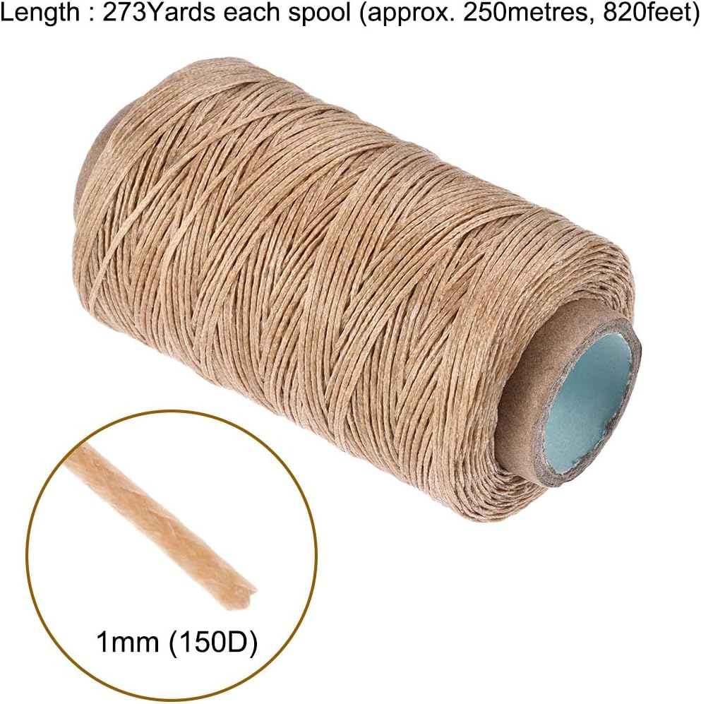 uxcell Leather Sewing Thread 273 Yards 150D/1mm Polyester Flat Waxed
