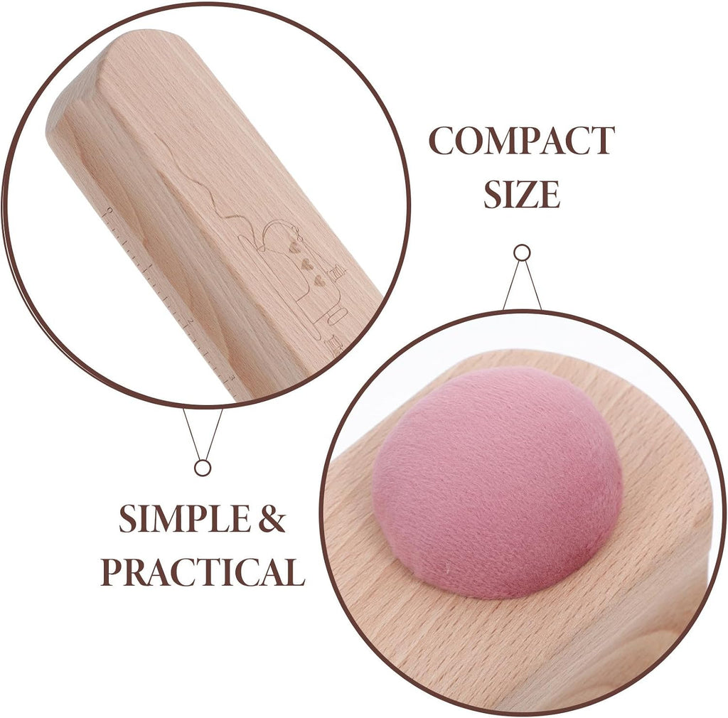 Wooden Quilting Clapper Dual Scale Seam Pressing Tool with Pin Holder