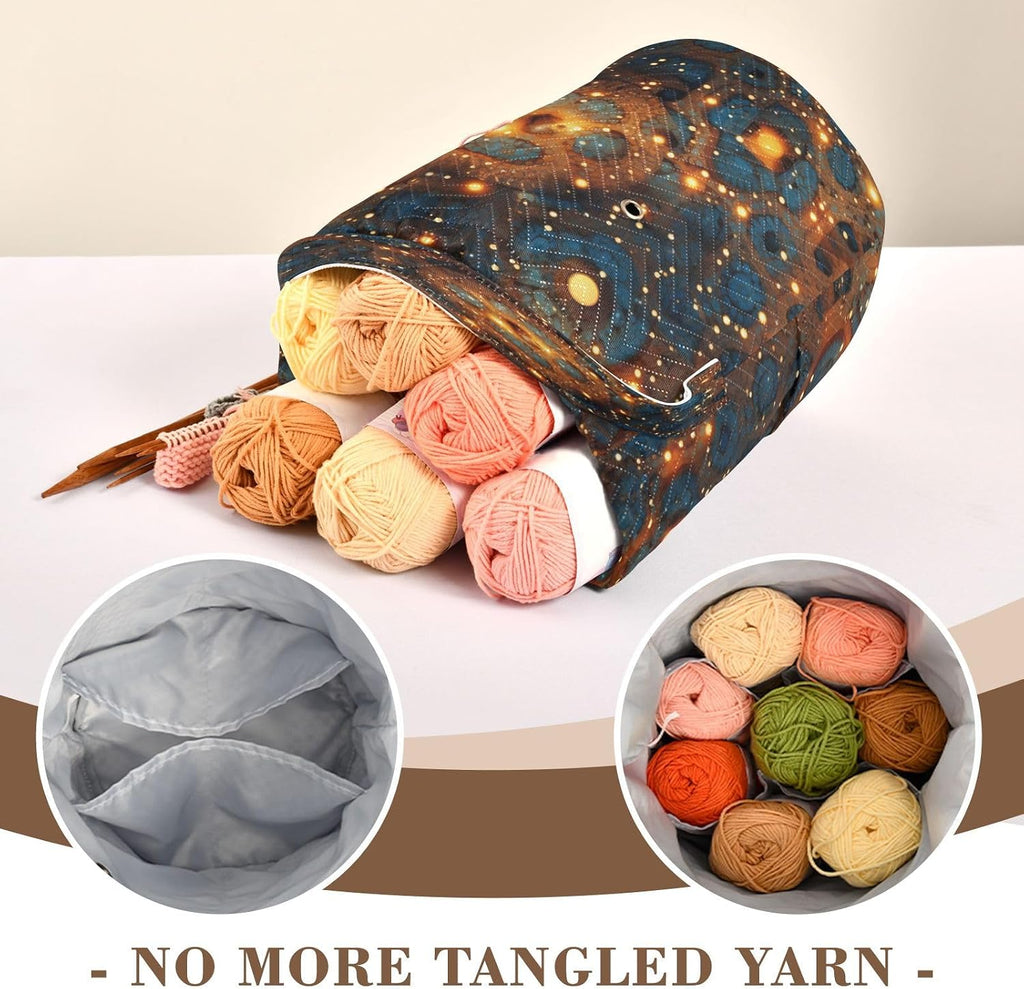 YETTASBIN Texture Yarn Storage Bag, Large Crochet Knitting Bag