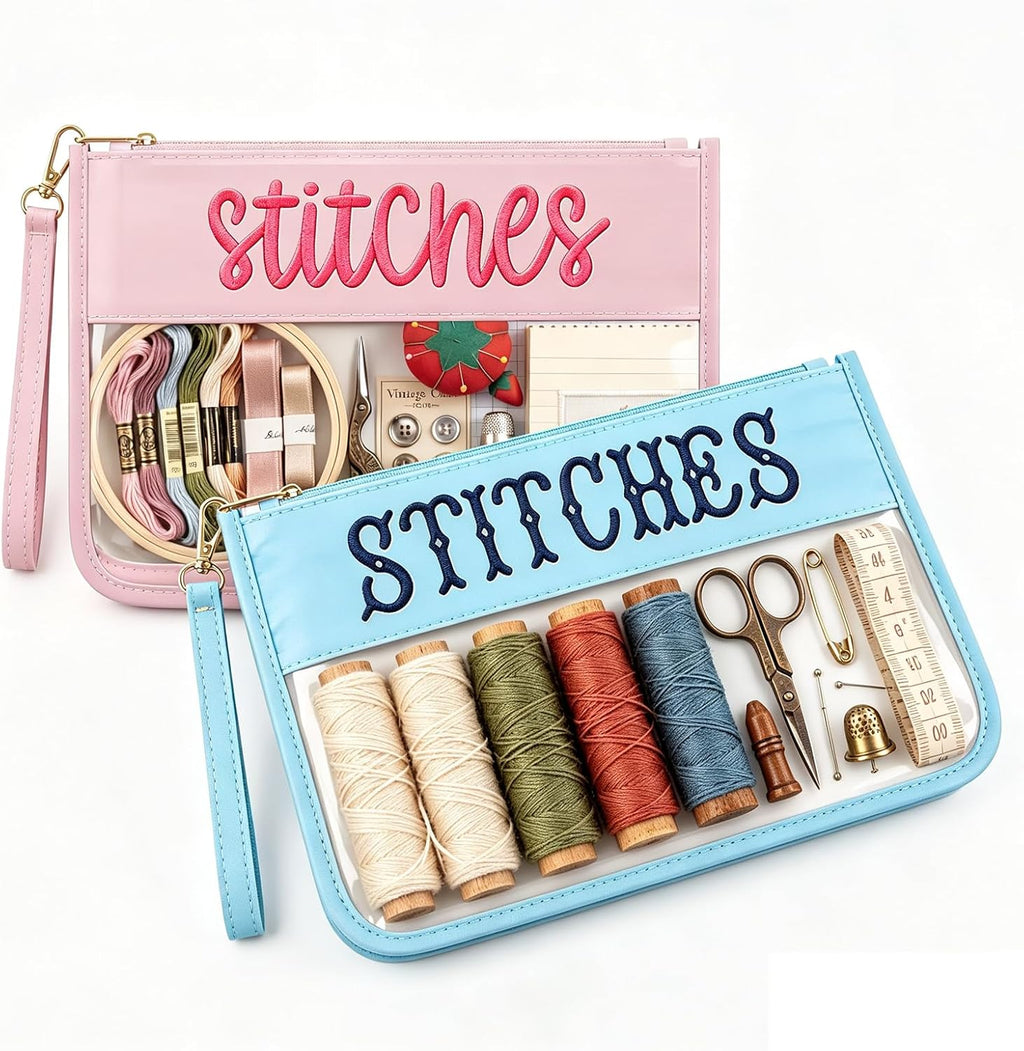 RF REENFAYA Clear Zipper Project Pouch for Needlepoint & Embroidery