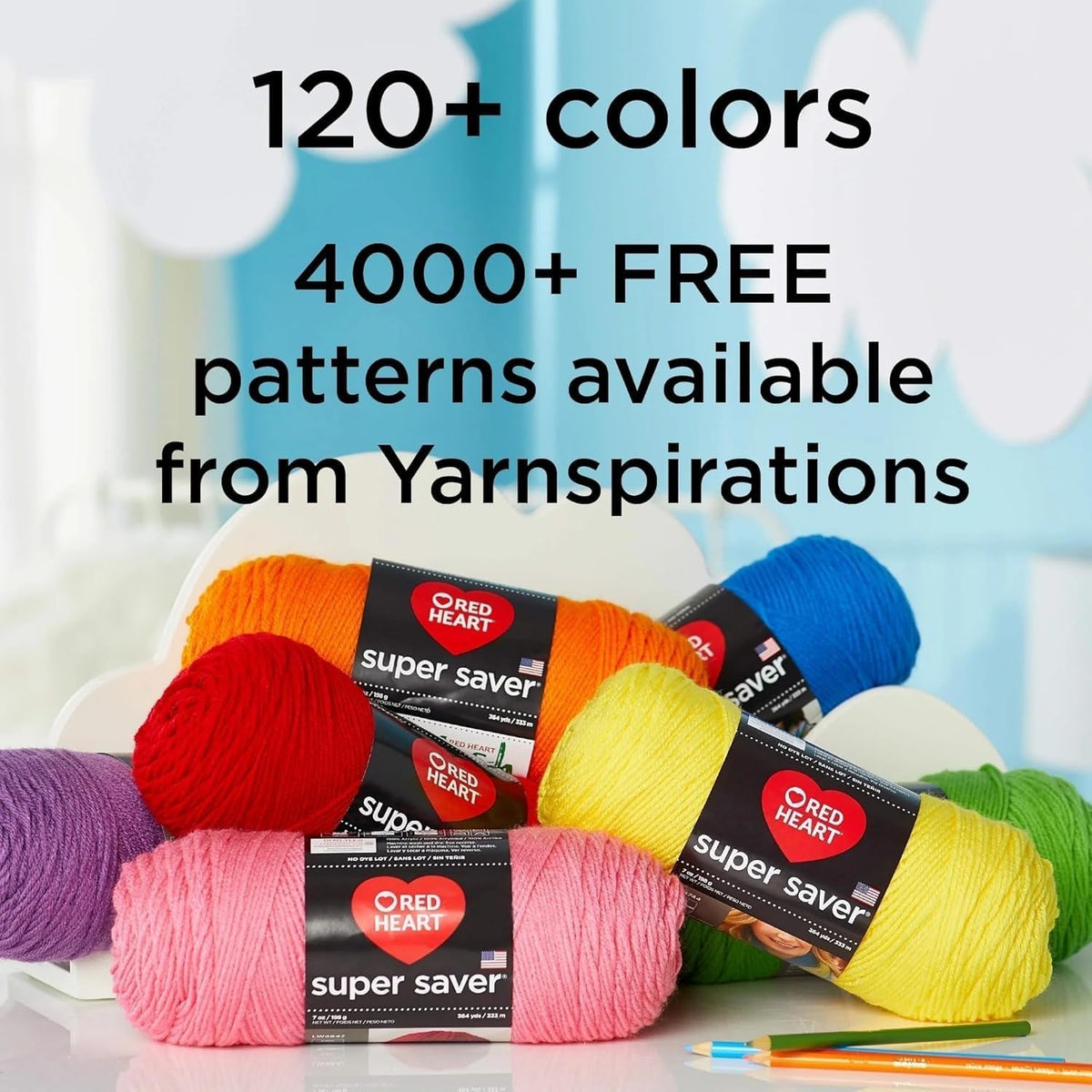 Acrylic Yarn Buff – Red Heart Super Saver, Medium #4, 7oz/198g Skein