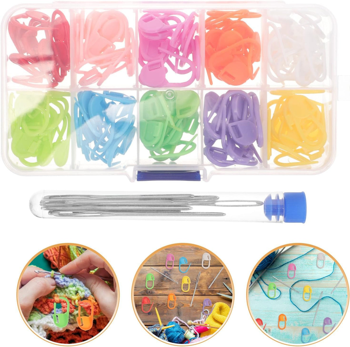 Colorful Plastic Stitch Markers for Knitting Crochet Projects and