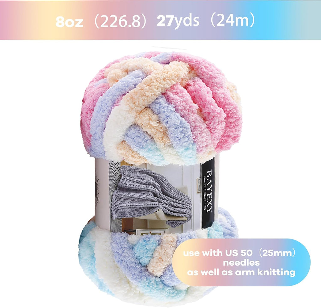 Chunky Chenille Yarn for Hand Knitting 8 Jumbo Pack Jumbo Chunky Yarn
