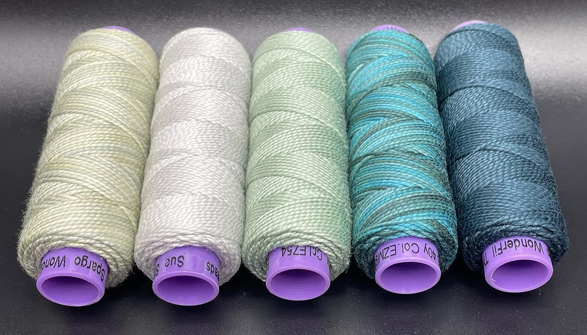 Sue Spargo Eleganza #5 Perle, Five 40yd Spools of Polished Cotton