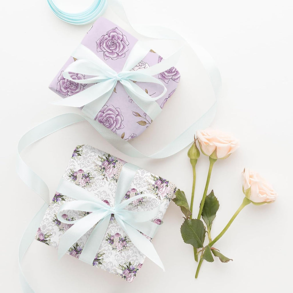 JarThenaAMCS 60 Pcs Purple Flower Fabric Squares 10 x 10 Inch Spring