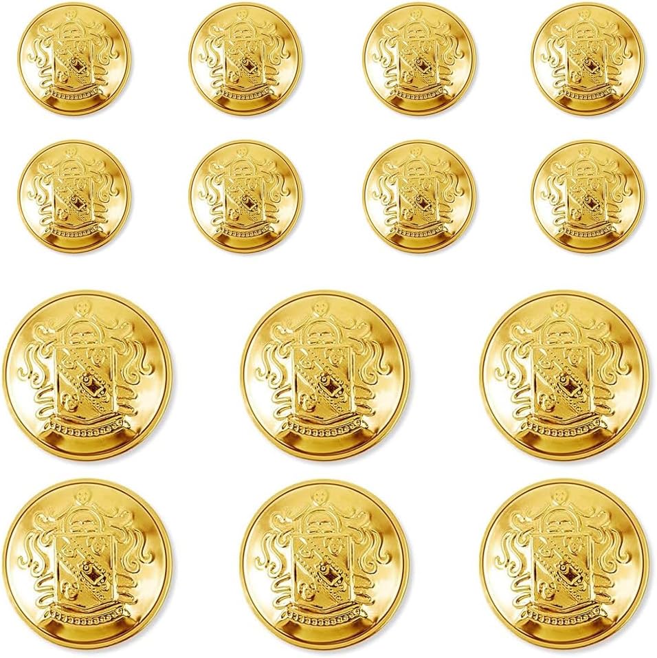 YaHoGa 14 PCS Gold Blazer Buttons for Sewing 20mm & 15mm JS350