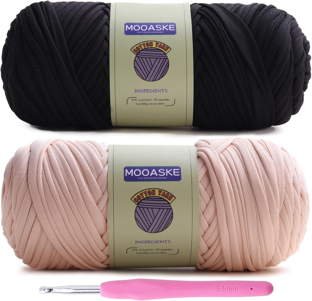 Mooaske 2 Pack T-Shirt Crochet Yarn for DIY Knitting Crochet Cloth